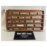 Franklin Mint Pewter Train Set & Display Shelf