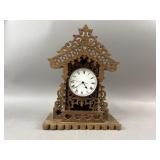 Handcrafted Wooden Scroll-Saw Mantel Clock