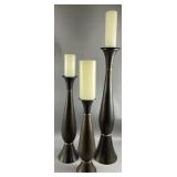 3- Tall Dark Metallic Candle Holder Stands