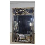 Chinoiserie-Style Black Lacquer Wall Mirror