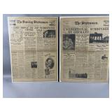 1945 The Sunday Statesman Newspaper Poster-style