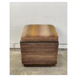 Vintage Woven Rolling Cube Ottoman