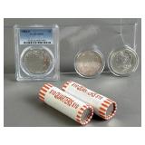 US Currency Graded Coin, Rolls Of Quarters & More