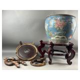 Vtg Chinese Porcelain Fishbowl Planter and More