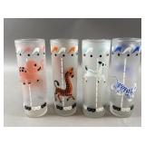 Libbey Carousel Circus Frosted Highball Glasses