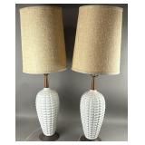 MCM Three Dimensional Opt Art Grid Ceramic Lamps