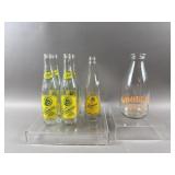 Vintage Glass Milk Jug & Glass Vernorï¿½s Bottles