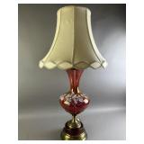 Hand Painted Pink/Golden Reflections Glass Lamp