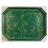 XL Metal Hand Painted With Gold Accents Tray