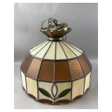 Tiffany-style Stained & Slag Glass Hanging Lamp
