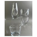 3 Stunning Kosta Boda Etched Crystal Vases