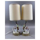 Rococo Rev. Porcelain Courting Couple Table Lamps