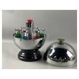 MCM Chrome Liquor Dispenser & Shot Glass Set