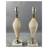 Hollywood Regency Pink Glass Boudoir Table Lamps