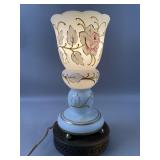 Hand-painted Frosted Glass Table Lamp, Mid Century