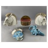 MCM Deco Horse Head Ceramic Bookends & More