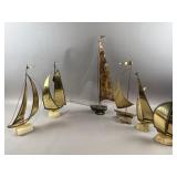 MCM Signed Copper Sailboat Statues