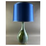 MCM Blue & Green Glazed Ceramic Table Lamp