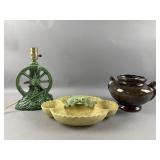 Art Deco Kissing Fish Ceramic Bowl & McCoy Lamp