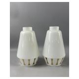 MCM Atomic Rare Milk Glass Lamp Shade Pair