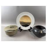 Hand Painted Ceramic Plate, Signed Vase & More