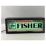Vtg Fisher Electronics Lighted Dealer Adv. Sign