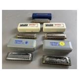 Vintage Five Hohner Harmonicas In Cases