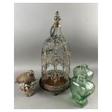 Birdcage Display, Partridge & Recycled Glass