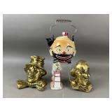 Vtg PM Craftsman Brass Clown Bookends and More