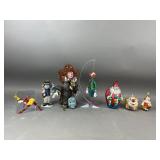 Vtg Clown-Themed Holiday Ornaments and Figurines