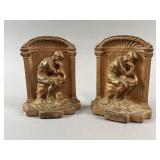 Vtg Solid Bronze Bookends Of Rodins "The Thinker"