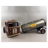 Vtg Pennzoil Oil Tanker & Rustic Flatbed Truck