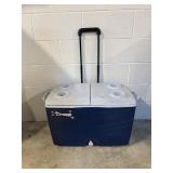 Blue & White Rubbermaid 42 Quart Wheeled Cooler