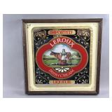 Vtg Leroux Liqueur Wood Framed Bar Mirror/Sign