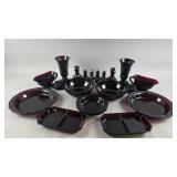 Avon Ruby Glass Serving Dishes- Cape Cod 1876