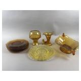 Vintage Art Deco Amber & Yellow Glass Plates