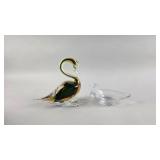 Murano Style Swan  Duncan & Miller Swan Bowl