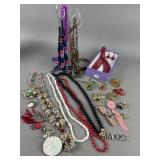 Vintage Beaded Necklaces, Lapel Pins, Purse Hook