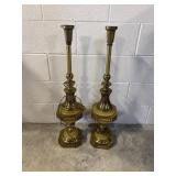 Vtg Tall Brass Table Lamp
