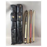 Vtg Pool Sticks & Bags