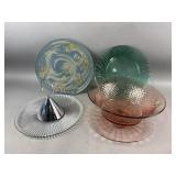 Art Deco Blue Glass Bowl & More Glassware