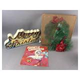 Vtg Christmas Light Up Sign, Record, & More