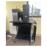 Computer Cart with Computers and Accessories