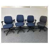 (4) Wheeled Adjustable Office Chairs