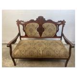 Antique Victorian Empire Revival Carved Bench
