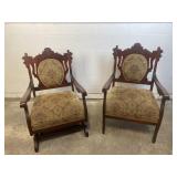 Antique Victorian Carved Rocker & Chair