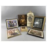 Collection of Framed Art Pieces, Cook Book & More