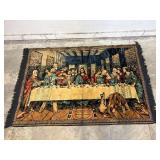 Vtg Textile Rug Depicting "The Last Supper"