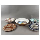 Vtg Polish Pottery Cheese Lady Butter Dish & More