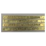 Antique Four Solid Brass Maritime Door Plaques